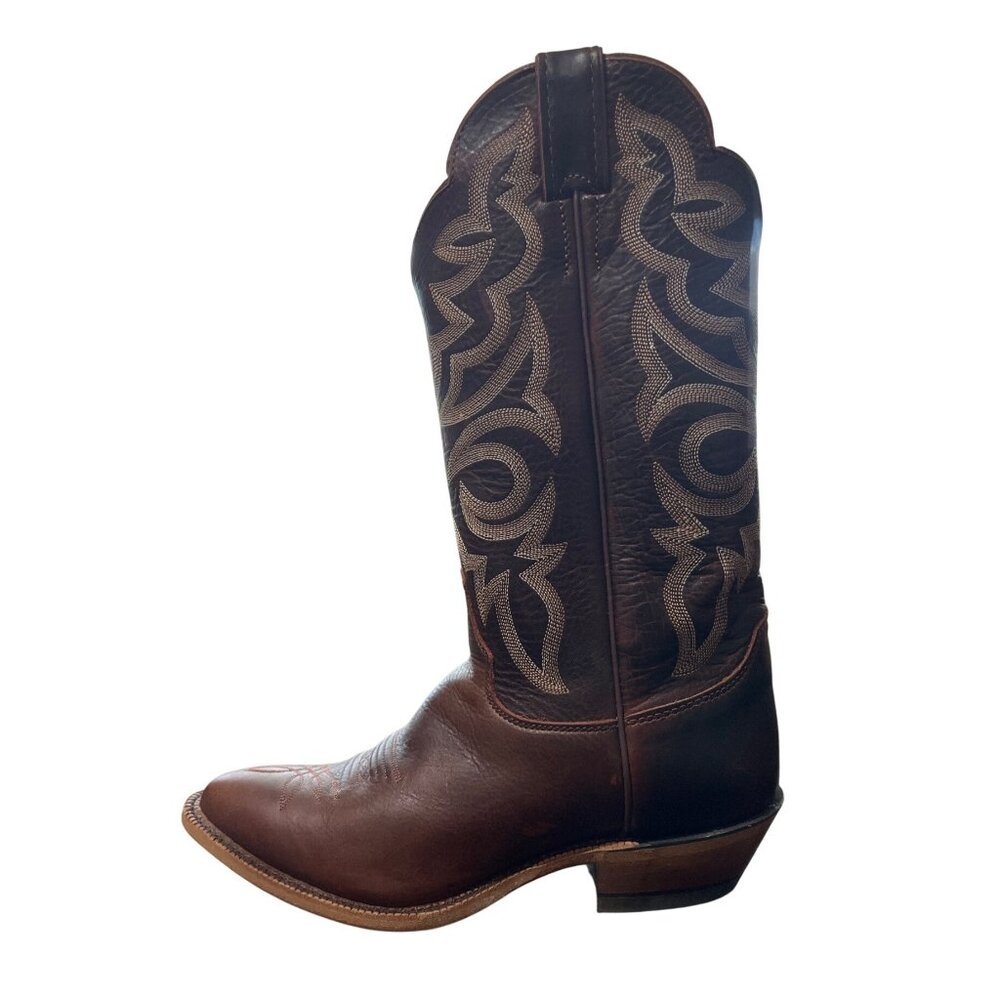 Justin Womens Western Boots Bent Rail 13" Brown BRL430 Embroidered USA Size 10 - Picture 2 of 10